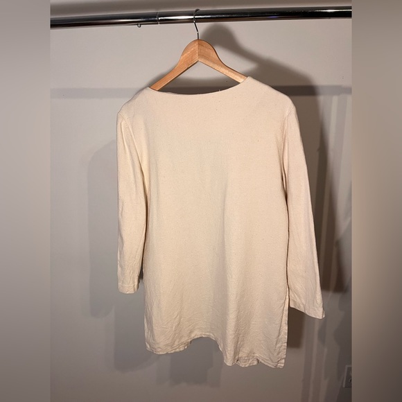 Raw Silk Cream Tunic Blouse w Buttons - Picture 4 of 8